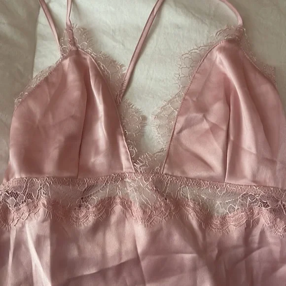 Victoria’s Secret satin light pink lingerie lace cut out slip camisole dress! - Picture 4 of 7
